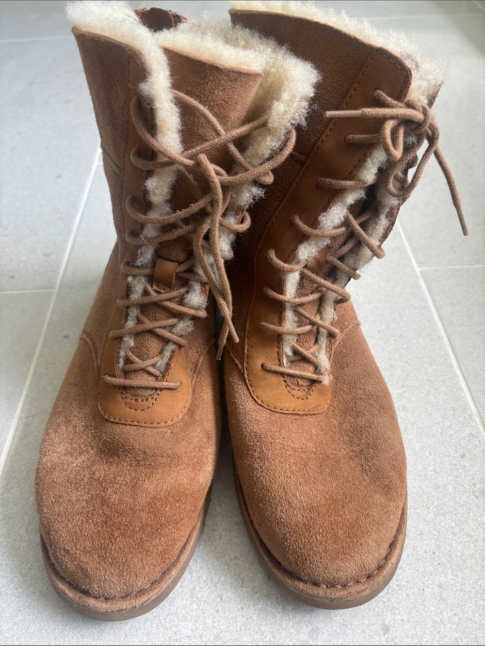 Women’s UGG Brown Suede Lace-Up Shearling Boots